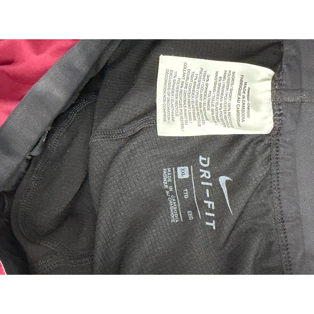 Nike Running Shorts XXL Maroon Black Dri-Fit Lined Drawstring Pocket Reflective - Picture 11 of 11